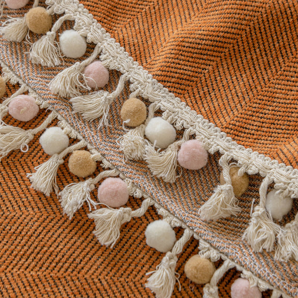 Capa de Sofá Espinha de Peixe com Franjas Pet-Friendly Estilo Boho Luxo