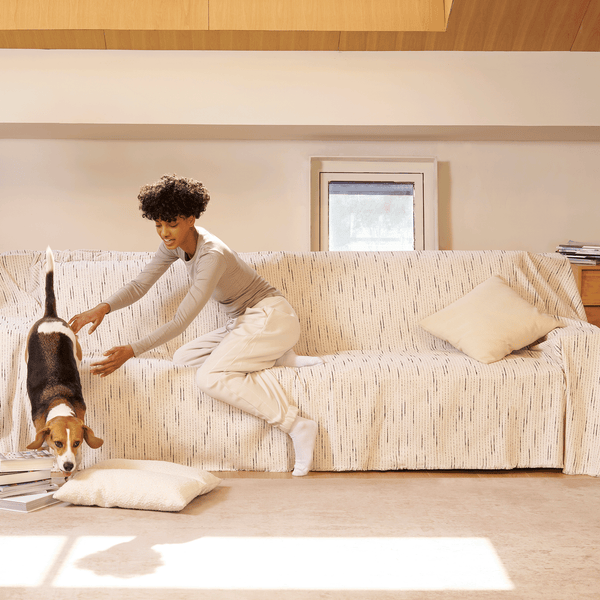 Capa de Sofá Chenille Jacquard Pet Anti-Arranhões Padrão Geométrico Premium