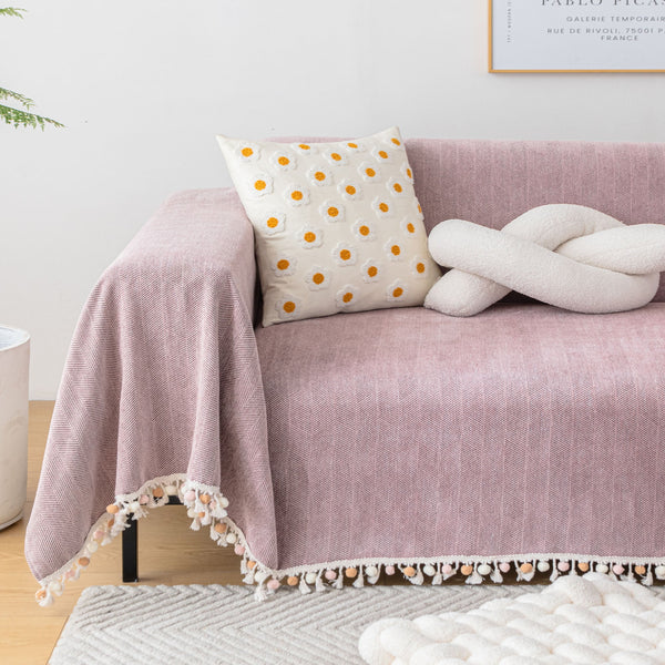 Capa de Sofá Espinha de Peixe com Franjas Pet-Friendly Estilo Boho Luxo