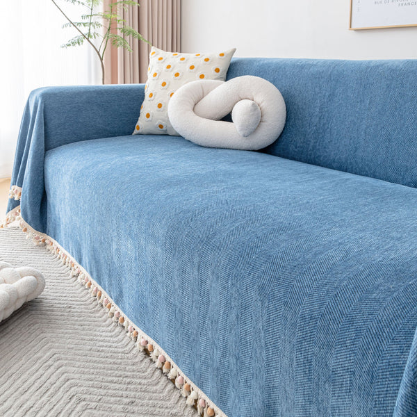 Capa de Sofá Espinha de Peixe com Franjas Pet-Friendly Estilo Boho Luxo
