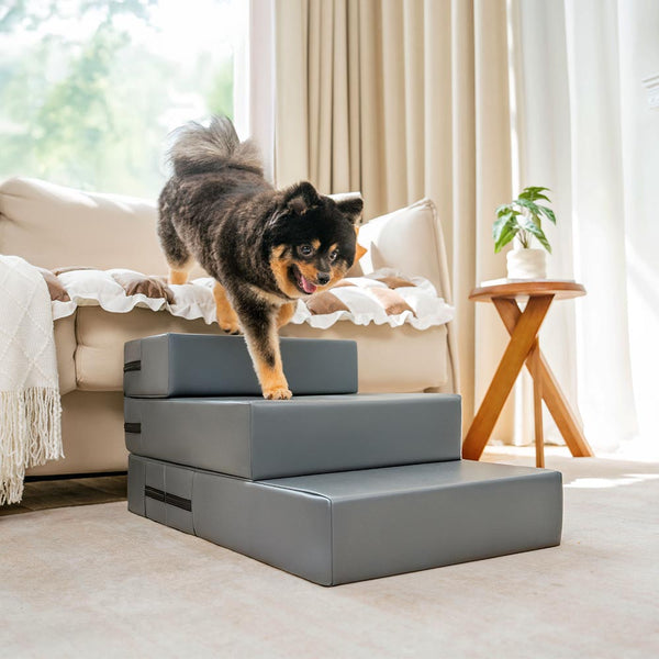 Escada Modular Pet Impermeável Couro PU - 2 a 5 Degraus Ajustáveis