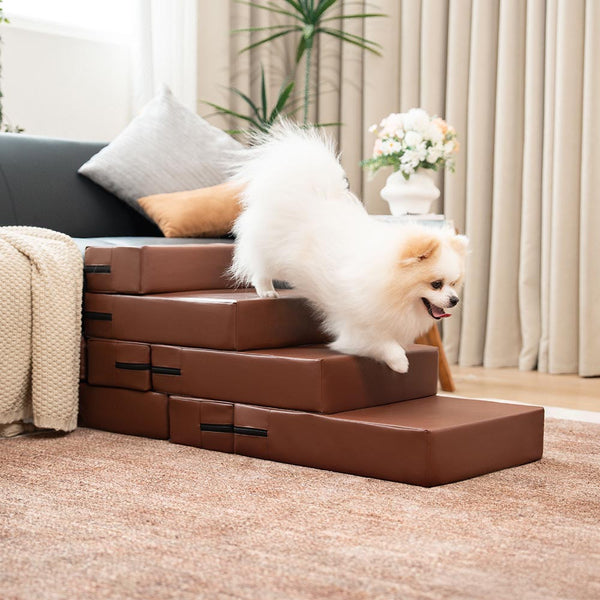 Escada Modular Pet Impermeável Couro PU - 2 a 5 Degraus Ajustáveis