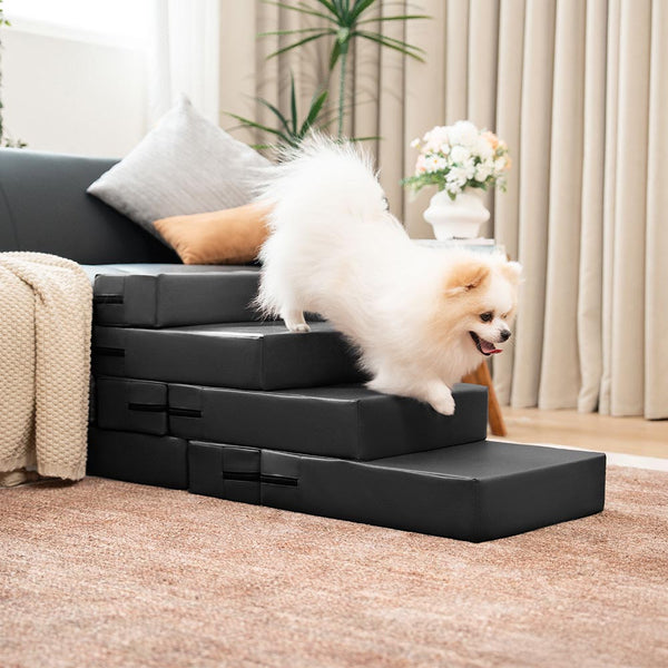 Escada Modular Pet Impermeável Couro PU - 2 a 5 Degraus Ajustáveis