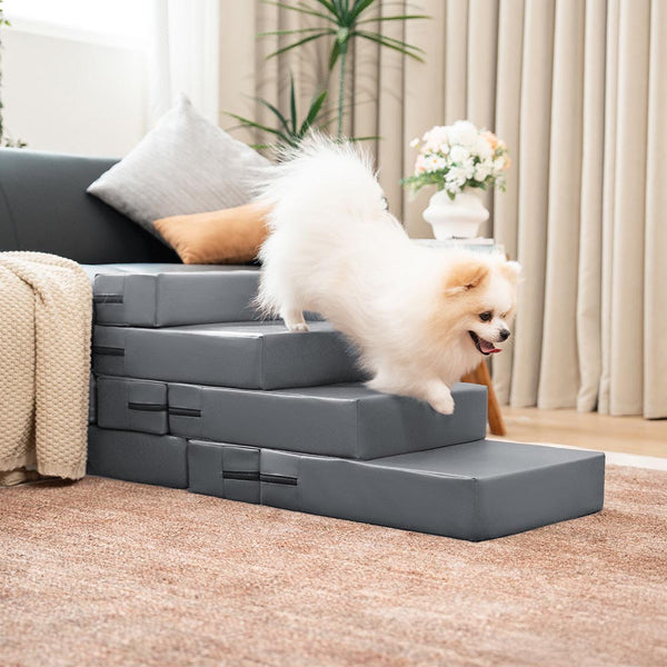 Escada Modular Pet Impermeável Couro PU - 2 a 5 Degraus Ajustáveis
