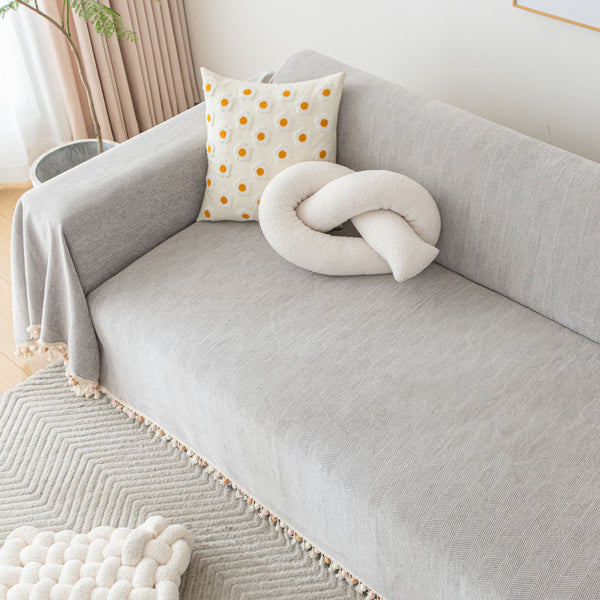 Capa de Sofá Espinha de Peixe com Franjas Pet-Friendly Estilo Boho Luxo