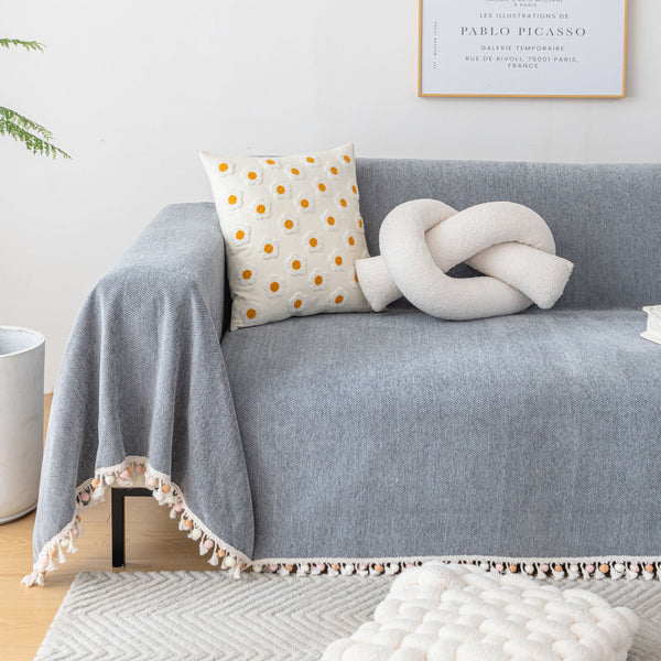 Capa de Sofá Espinha de Peixe com Franjas Pet-Friendly Estilo Boho Luxo