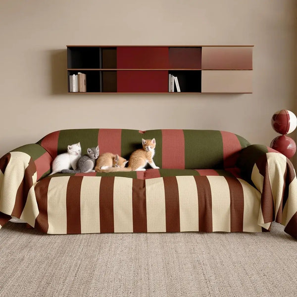 Capa de Sofá Anti Gatos PopGuard™ | Design Pop Listrado | Resistente a Derramamentos