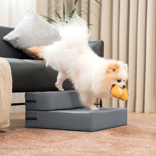 Escada Modular Pet Impermeável Couro PU - 2 a 5 Degraus Ajustáveis