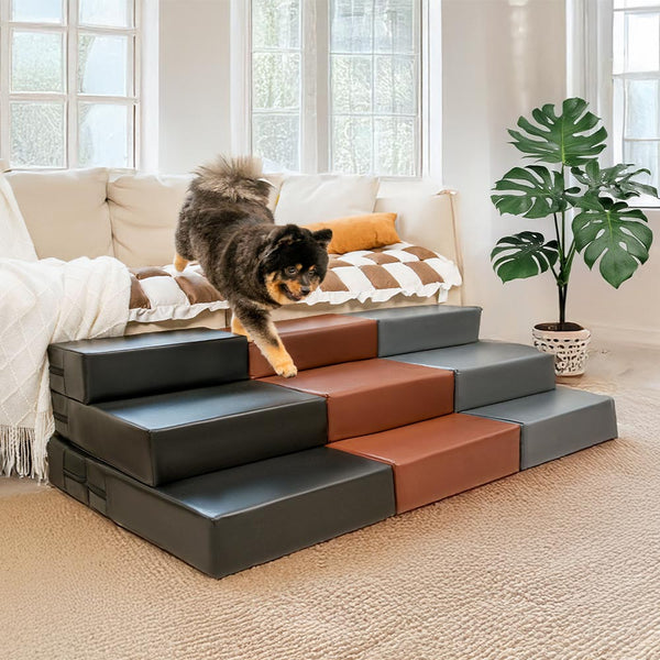 Escada Modular Pet Impermeável Couro PU - 2 a 5 Degraus Ajustáveis