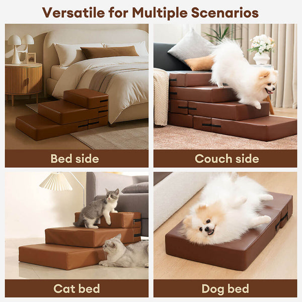 Escada Modular Pet Impermeável Couro PU - 2 a 5 Degraus Ajustáveis