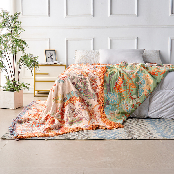 Manta Floral PetSafe™ Boho | 100% Algodão Inteligente | Repele Pelos