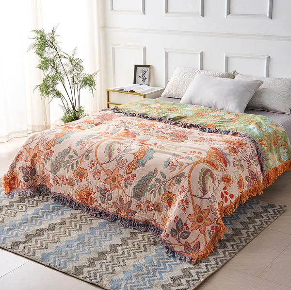 Manta Floral PetSafe™ Boho | 100% Algodão Inteligente | Repele Pelos