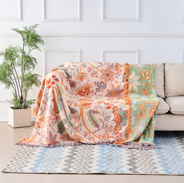 Manta Floral PetSafe™ Boho | 100% Algodão Inteligente | Repele Pelos