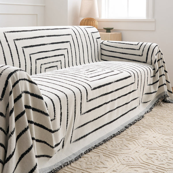 Capa de Sofá Jacquard Padrão Quadriculado Pet-Friendly Premium