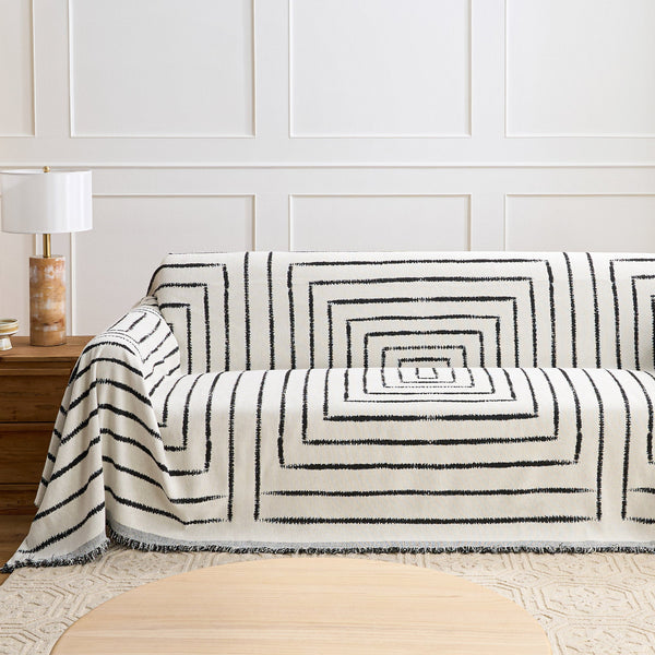 Capa de Sofá Jacquard Padrão Quadriculado Pet-Friendly Premium