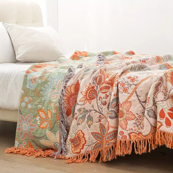 Manta Floral PetSafe™ Boho | 100% Algodão Inteligente | Repele Pelos