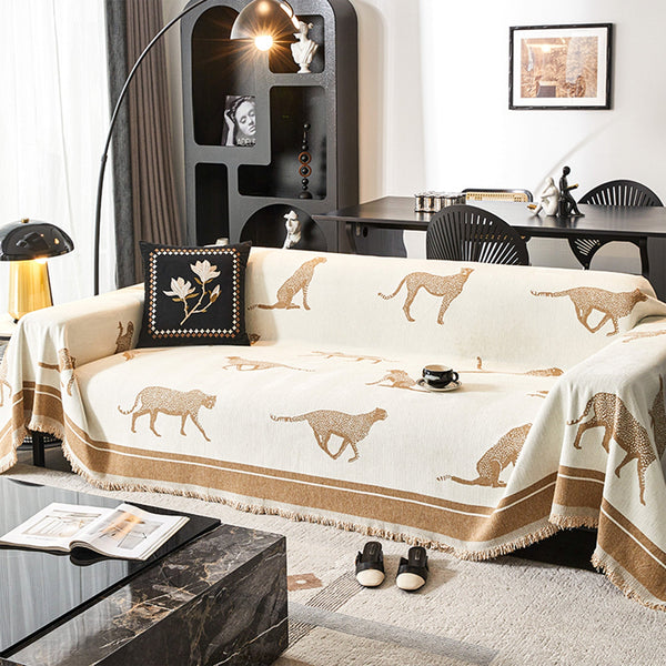 Capa de Sofá Anti Pets SafariLux™ | Design Leopardo Premium | Proteção Total 5 em 1