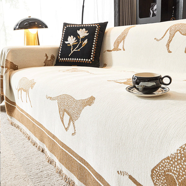 Capa de Sofá Anti Pets SafariLux™ | Design Leopardo Premium | Proteção Total 5 em 1