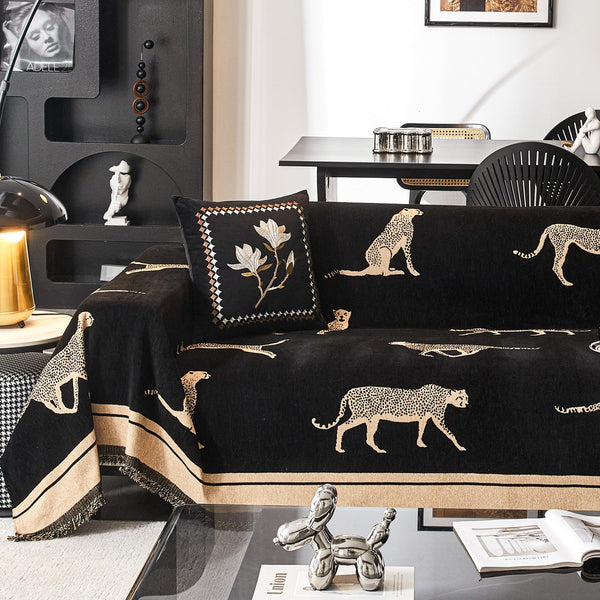 Capa de Sofá Anti Pets SafariLux™ | Design Leopardo Premium | Proteção Total 5 em 1
