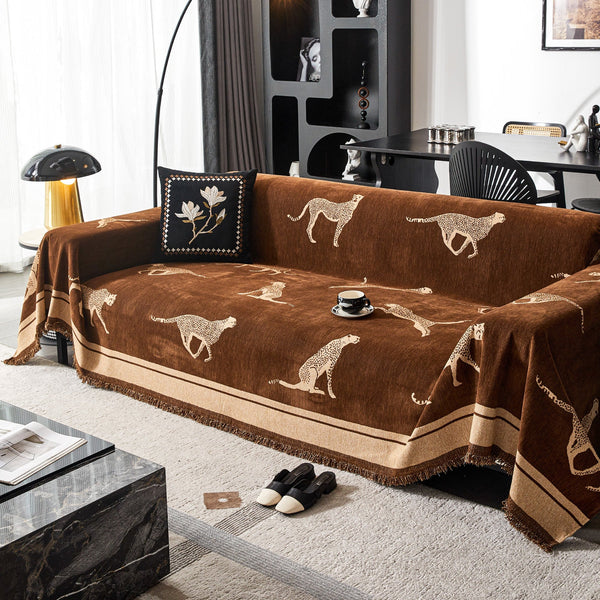 Capa de Sofá Anti Pets SafariLux™ | Design Leopardo Premium | Proteção Total 5 em 1