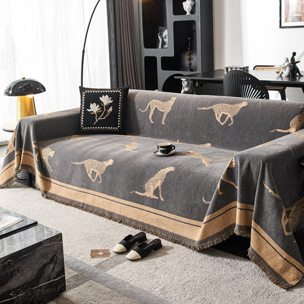 Capa de Sofá Anti Pets SafariLux™ | Design Leopardo Premium | Proteção Total 5 em 1