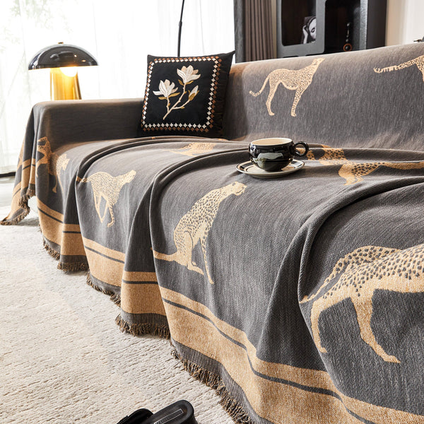 Capa de Sofá Anti Pets SafariLux™ | Design Leopardo Premium | Proteção Total 5 em 1