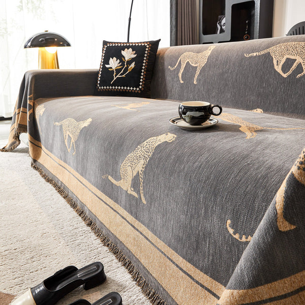 Capa de Sofá Anti Pets SafariLux™ | Design Leopardo Premium | Proteção Total 5 em 1