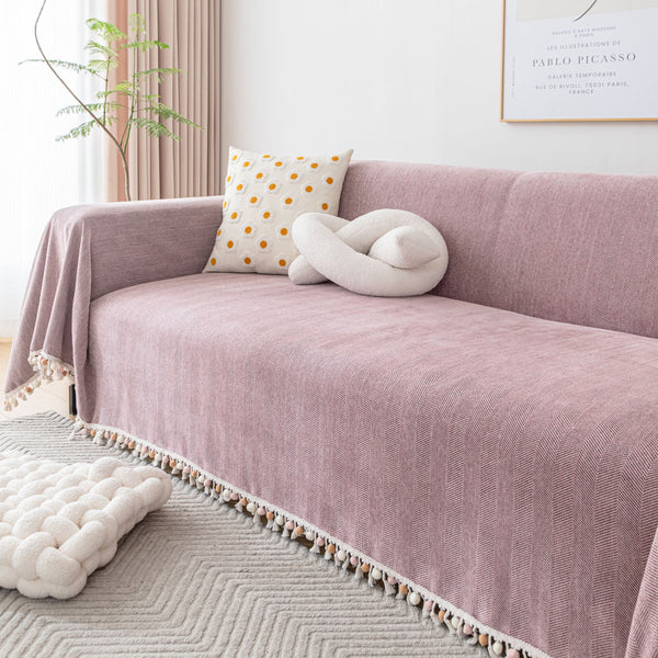 Capa de Sofá Espinha de Peixe com Franjas Pet-Friendly Estilo Boho Luxo
