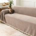 Capa de Sofá Espinha de Peixe com Franjas Pet-Friendly Estilo Boho Luxo