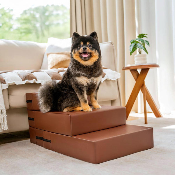 Escada Modular Pet Impermeável Couro PU - 2 a 5 Degraus Ajustáveis